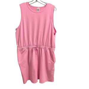 Members Mark Size XXL Tank Dress Pink Pockets Drawstring Waist Casual